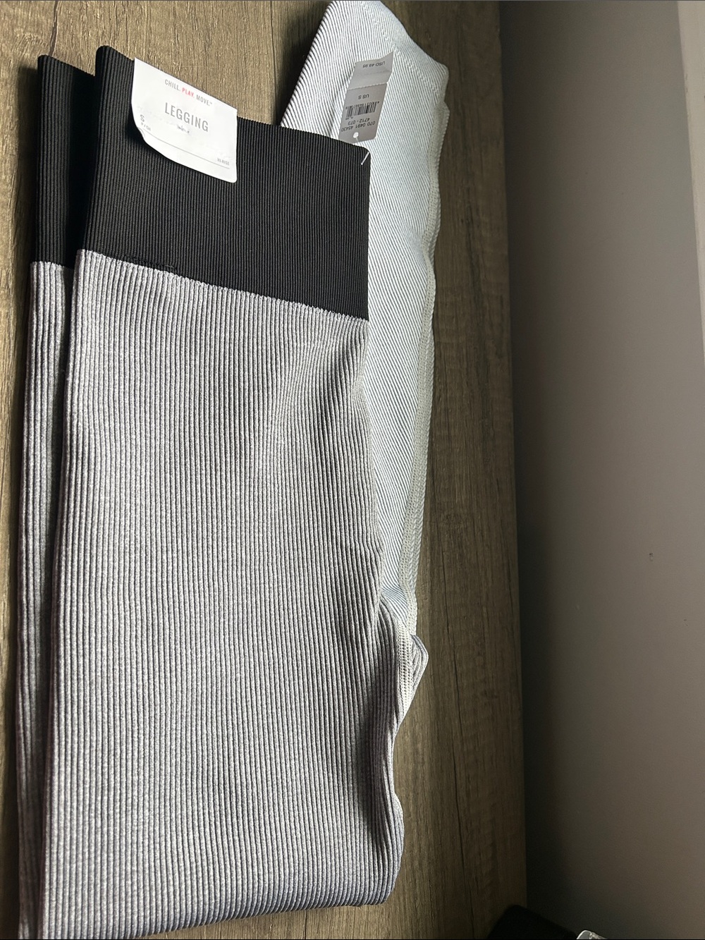 aerie Ribbed High-Waist Leggings in Black and Light Gray